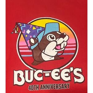Buc-ee's Beaver Bucees Gas Station T-Shirt Medium 40th Anniversary 1989 Red